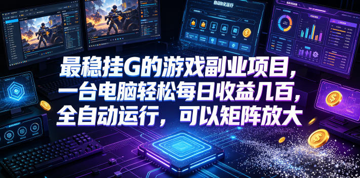 最稳挂G的游戏副业项目，一台电脑轻松每日收益几百，全自动运行，可以矩阵放大【揭秘】-极速搞钱云网创
