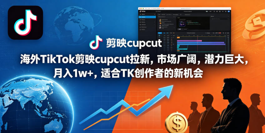 海外TikTok剪映cupcut拉新，市场广阔，潜力巨大，月入1w+，适合TK创作者的新机会-灵感工坊云网创