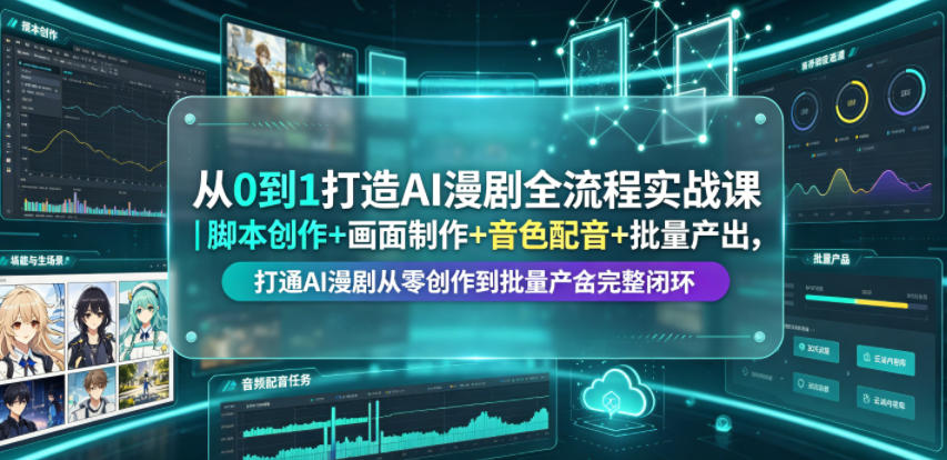从0到1打造AI漫剧全流程实战课|脚本创作+画面制作+音色配音+批量产出,打通AI漫剧从零创作到批量量产完整闭环-小目标云网创