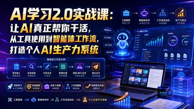 AI学习2.0实战课：让AI真正帮你干活，从工具使用到智能体工作流，打造个人AI生产力系统-小目标云网创