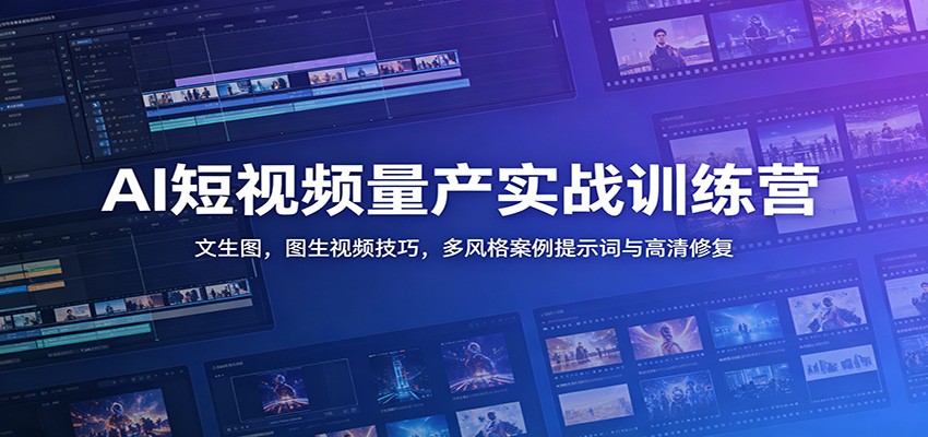 AI短视频量产实战训练营：文生图，图生视频技巧，多风格案例提示词与高清修复-灵感工坊云网创