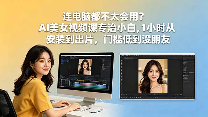 连电脑都不太会用？AI美女视频课专治小白，1小时从安装到出片，门槛低到没朋友-文创商城