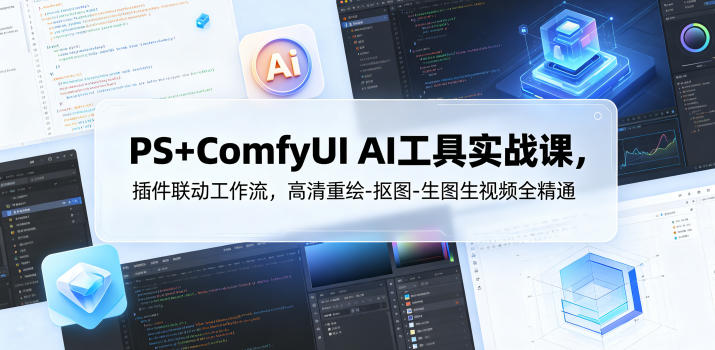 PS+ComfyUI AI工具实战课，插件联动工作流，高清重绘-抠图-生图生视频全精通-创客联盟