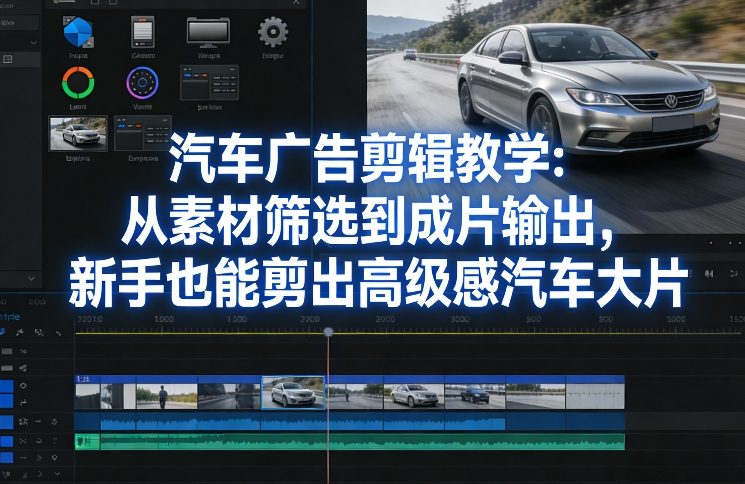 汽车广告剪辑教学：从素材筛选到成片输出，新手也能剪出高级感汽车大片-小目标云网创