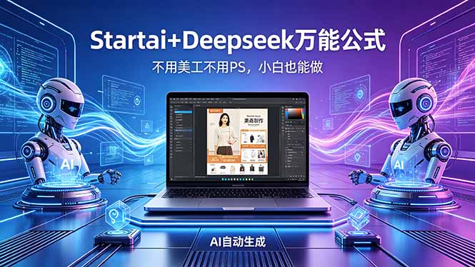 AI自动做电商详情页：Startai+Deepseek万能公式，不用美工不用PS，小白也能做-极速搞钱指南